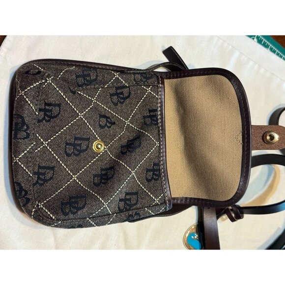Dooney & Bourke Brown Monogram Canvas Crossbody S Bag Leather Strap Snap Closure - Picture 7 of 9